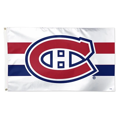 Drapeau simple face de luxe à rayures horizontales de 3 pi x 5 pi des Canadiens de Montréal de WinCraft