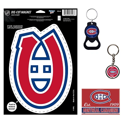 Ensemble de 4 porte-clés et aimants WinCraft Canadiens de Montréal