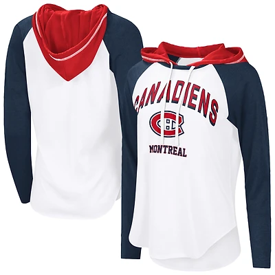 Women's G-III 4Her by Carl Banks  White Montreal Canadiens VIP Raglan Long Sleeve Hoodie T-Shirt