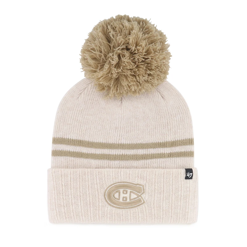 Bonnet tricoté à revers couleur latte, modèle 47, des Canadiens de Montréal, avec pompon
