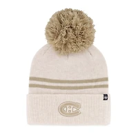 Bonnet tricoté à revers couleur latte, modèle 47, des Canadiens de Montréal, avec pompon