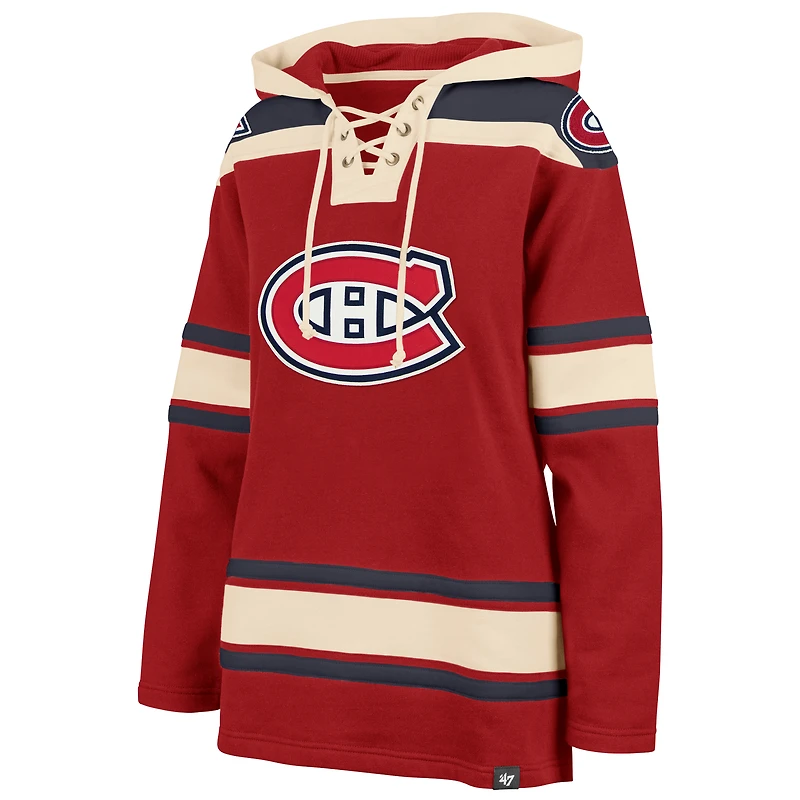 Women's '47  Red Montreal Canadiens Superior Lacer Pullover Hoodie