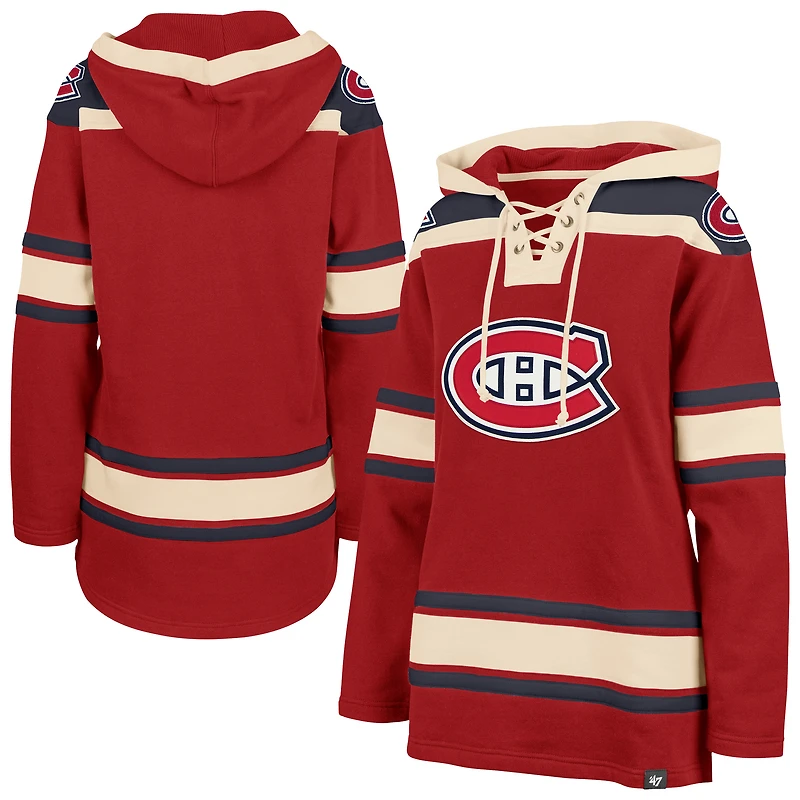 Women's '47 Red Montreal Canadiens Superior Lacer Pullover Hoodie