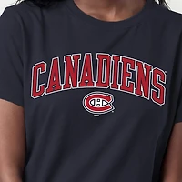 Women's Champion  Navy Montreal Canadiens Arch Mascot Logo T-Shirt