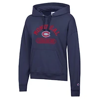 Women's Champion  Navy Montreal Canadiens Arched Pill Box Hoodie