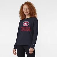 Women's Champion  Navy Montreal Canadiens Wordmark Lockup Long Sleeve T-Shirt