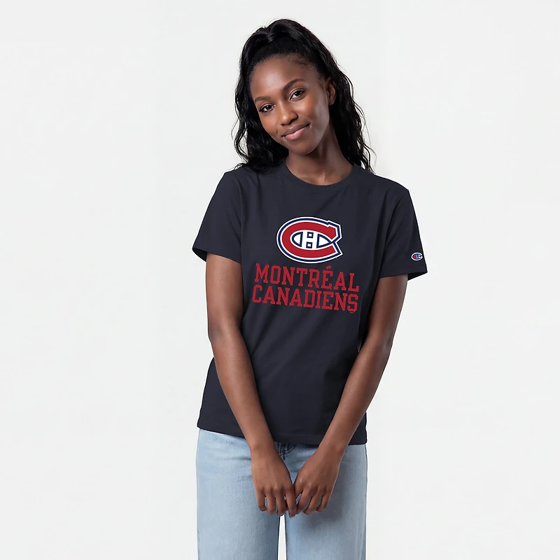 Women's Champion Navy Montreal Canadiens Wordmark Lockup T-Shirt