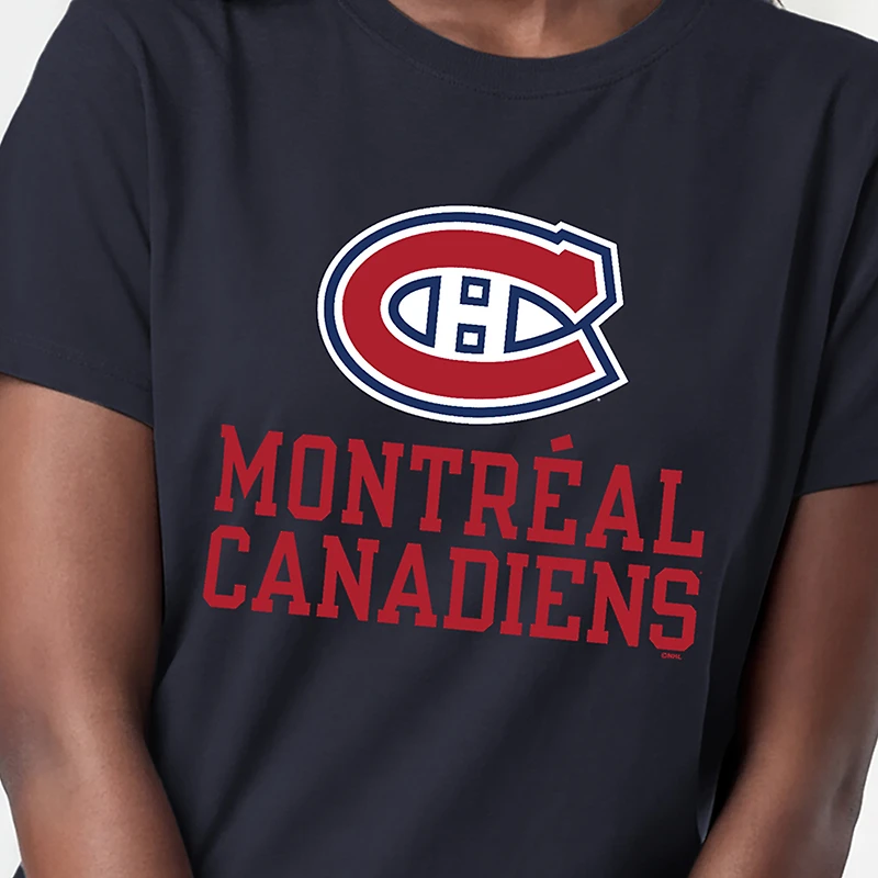 T-shirt Champion pour femmes, bleu marine, logo des Canadiens de Montréal