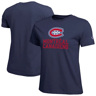T-shirt Champion pour femmes, bleu marine, logo des Canadiens de Montréal