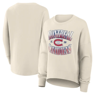 Women's Fanatics Beige Montreal Canadiens Oversized Slice Pullover Sweatshirt