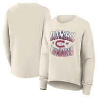 Women's Fanatics Beige Montreal Canadiens Oversized Slice Pullover Sweatshirt
