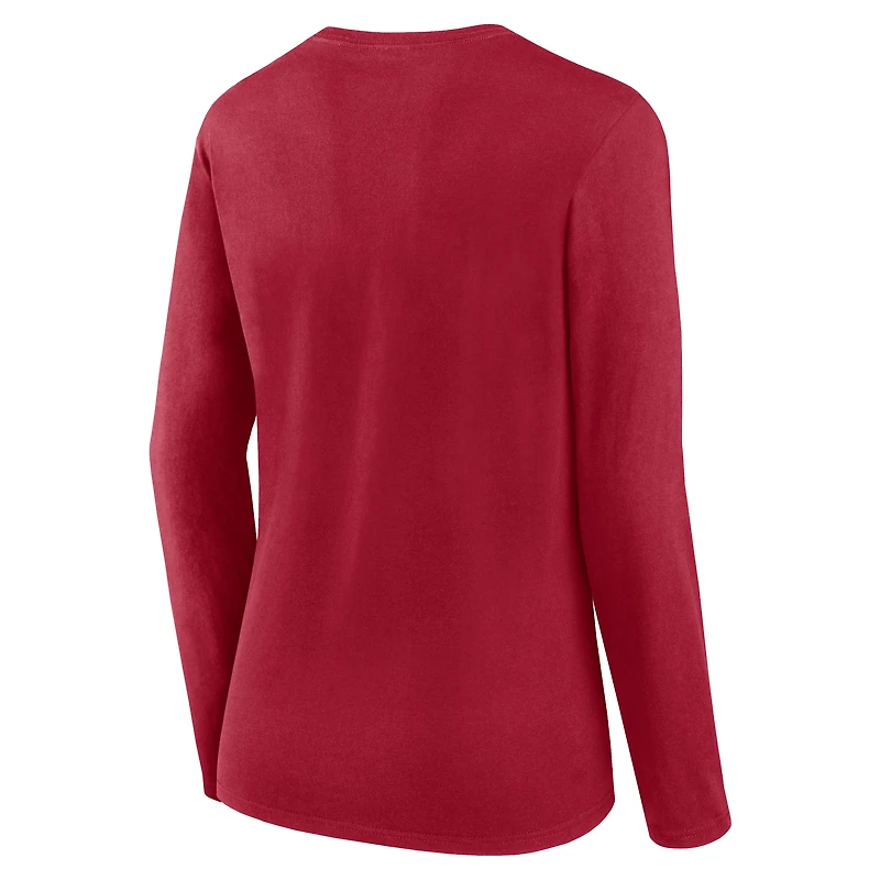Ensemble t-shirt à manches longues et bonnet en tricot revers avec pompon Fanatics pour femmes, bleu/rouge, Canadiens de Montréal