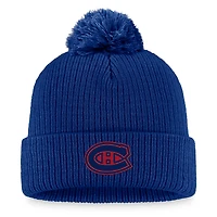 Ensemble t-shirt à manches longues et bonnet en tricot revers avec pompon Fanatics pour femmes, bleu/rouge, Canadiens de Montréal