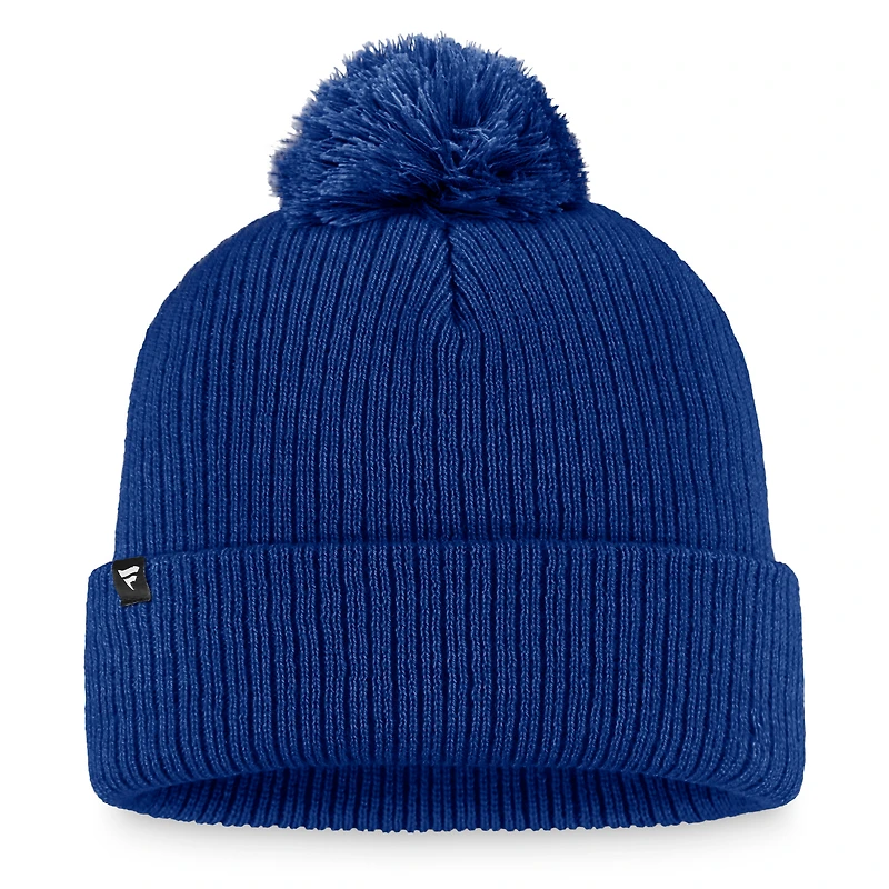 Ensemble t-shirt à manches longues et bonnet en tricot revers avec pompon Fanatics pour femmes, bleu/rouge, Canadiens de Montréal