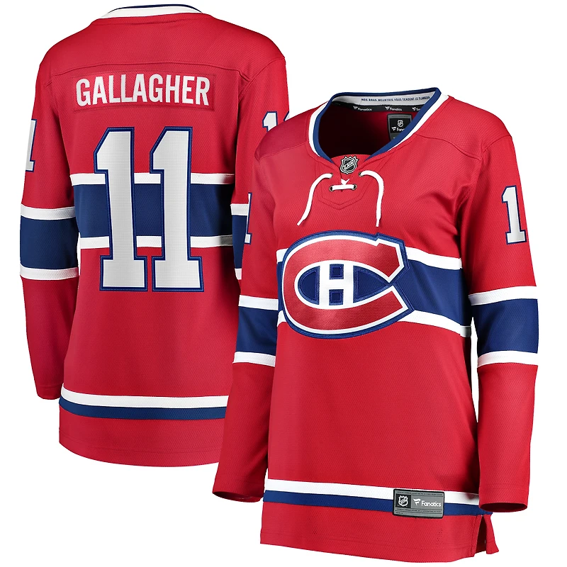 Fanatics pour femmes Brendan Gallagher Rouge Maillot de joueur échappé à domicile des Canadiens Montréal
