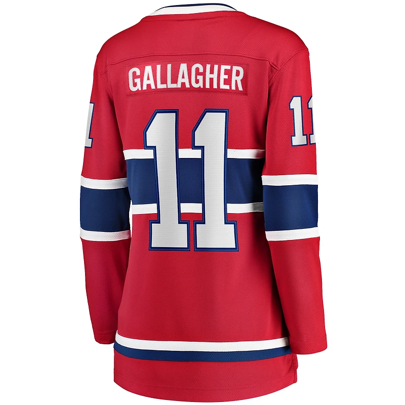 Fanatics pour femmes Brendan Gallagher Rouge Maillot de joueur échappé à domicile des Canadiens Montréal