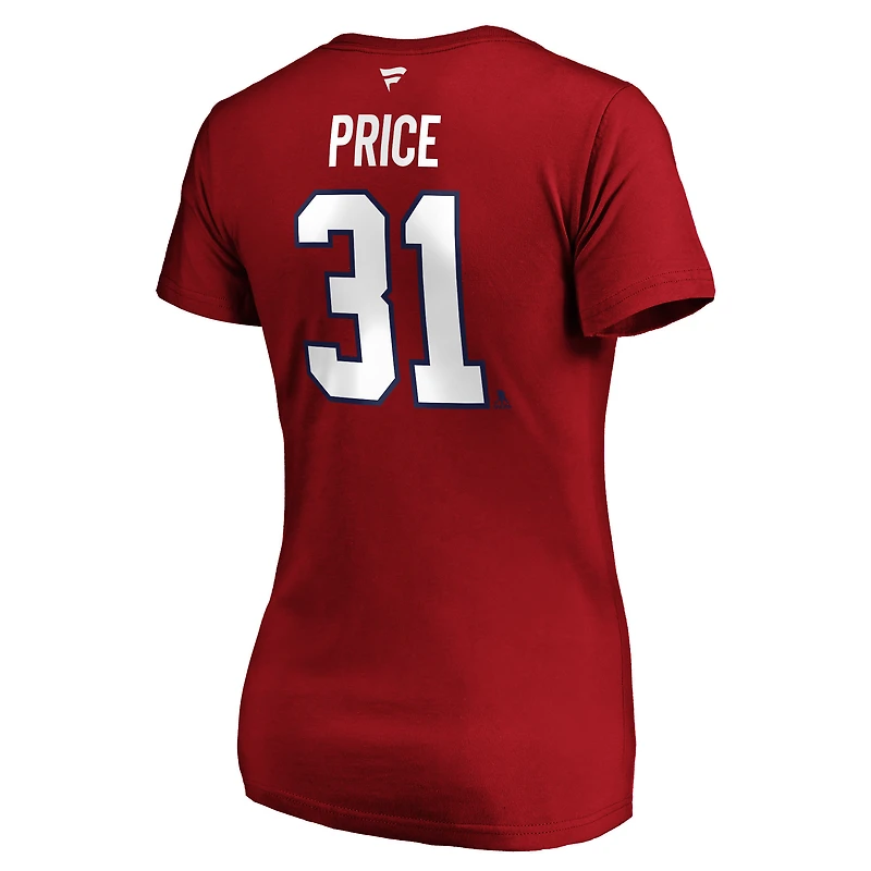 Fanatics Branded Carey Price Rouge des Canadiens de Montréal Authentic Stack Nom et numéro - T-shirt