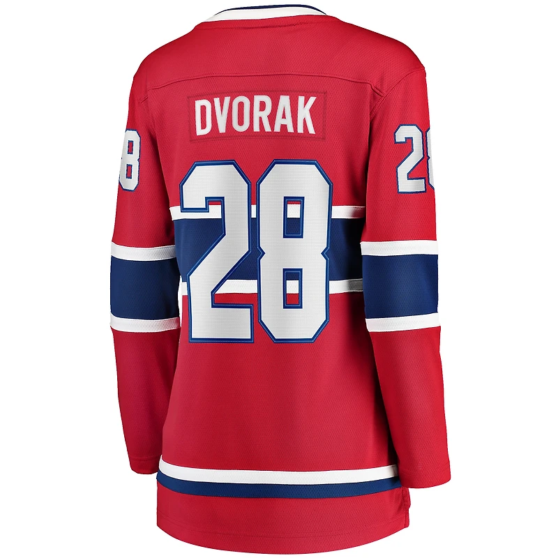 Fanatics pour femmes Christian Dvorak, joueur échappé à domicile des Canadiens de Montréal, rouge - Maillot