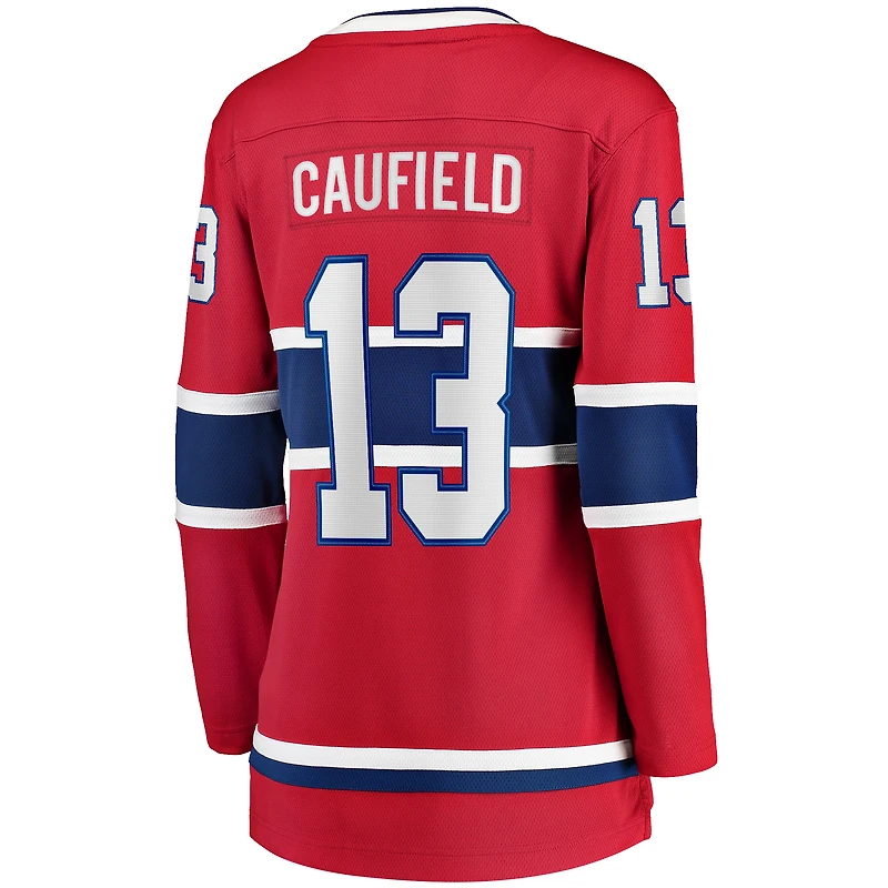 Maillot de joueur échappé Premier à domicile des Canadiens Montréal Cole Caufield, fanatiques féminines, rouge