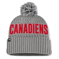 Women's Fanatics  Gray Montreal Canadiens Heritage Tilly Cuffed Knit Hat with Pom
