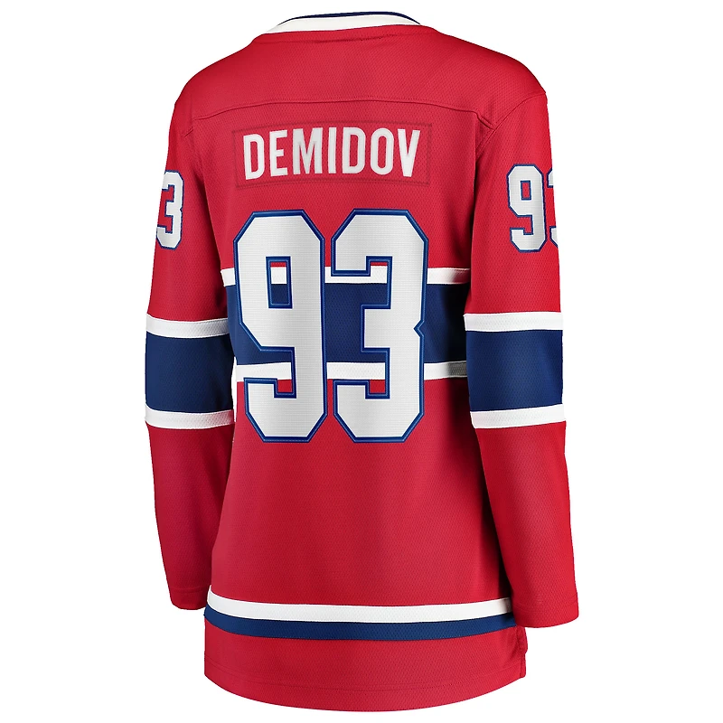 Maillot de joueur échappé à domicile des Canadiens Montréal rouge Ivan Demidov Fanatiques féminines
