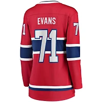 Fanatics pour femmes Jake Evans rouge Maillot de joueur échappé à domicile des Canadiens Montréal