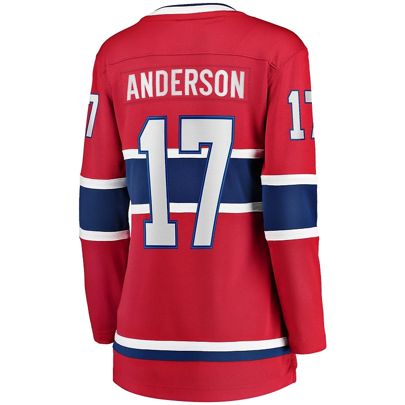Fanatics pour femmes Josh Anderson rouge Maillot de joueur échappé des Canadiens Montréal