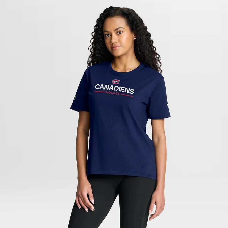 T-shirt Fanatics bleu marine pour femme, Authentic Pro Primary, Canadiens de Montréal