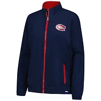 Veste d'entraîneur entièrement zippée pour femme Fanatics bleu marine des Canadiens de Montréal Authentic Pro Rink