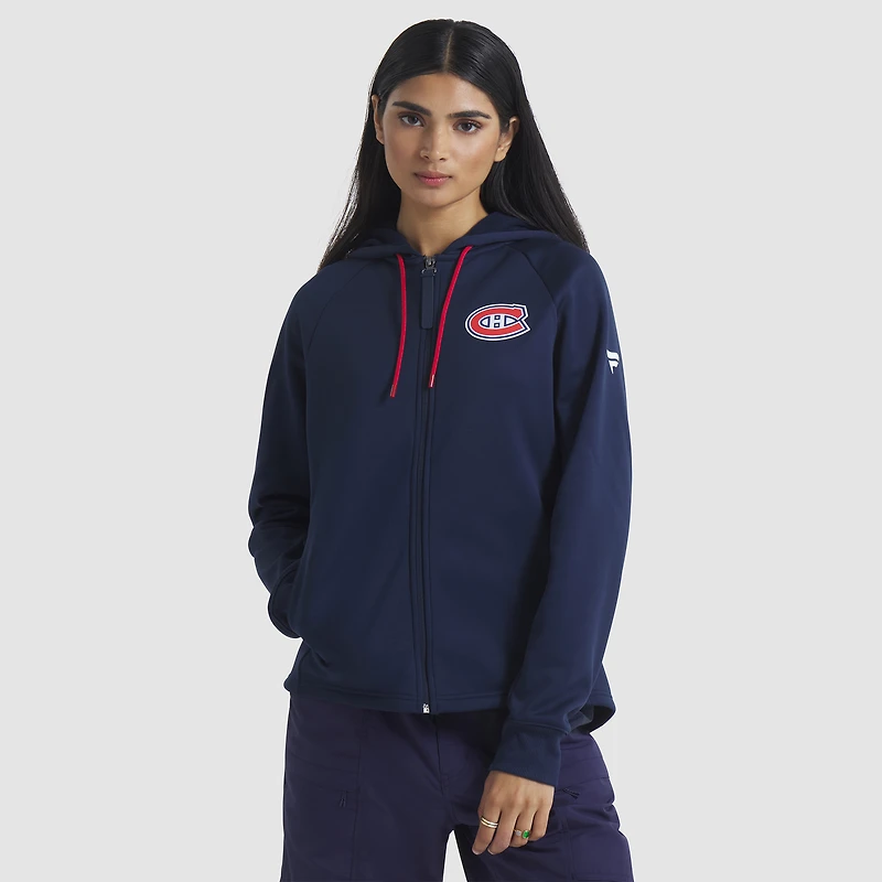 Women's Fanatics Navy Montreal Canadiens Authentic Pro Rink Raglan Full-Zip Hoodie