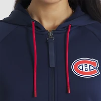 Women's Fanatics Navy Montreal Canadiens Authentic Pro Rink Raglan Full-Zip Hoodie
