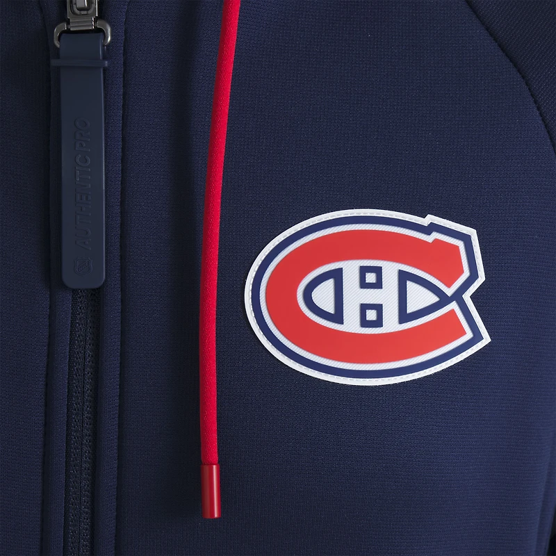 Women's Fanatics Navy Montreal Canadiens Authentic Pro Rink Raglan Full-Zip Hoodie
