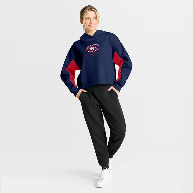 Women's Fanatics Navy Montreal Canadiens Back Check Boxy Hoodie