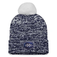 Women's Fanatics Navy Montreal Canadiens Glimmer Cuffed Knit Hat with Pom