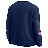 Women's Fanatics  Navy Montreal Canadiens Oversized Go Team Pullover Sweatshirt