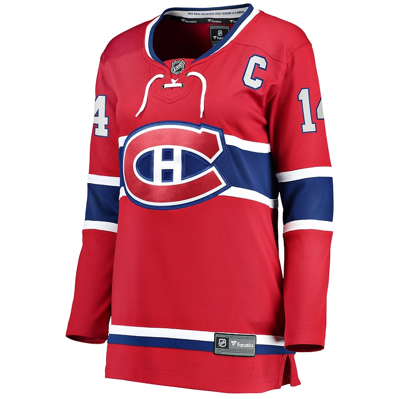 Fanatics pour femmes Nick Suzuki, rouge, écusson de capitaine des Canadiens Montréal, joueur échappé à domicile - Maillot