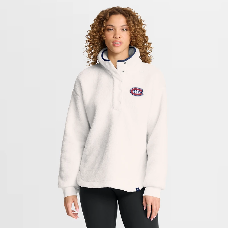 Pull à demi-boutons-pression en sherpa Rush blanc des Canadiens de Montréal pour femmes Fanatics