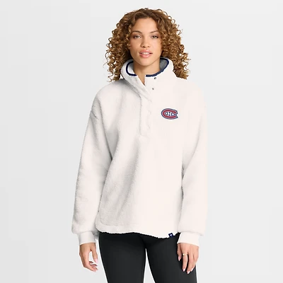 Pull à demi-boutons-pression en sherpa Rush blanc des Canadiens de Montréal pour femmes Fanatics