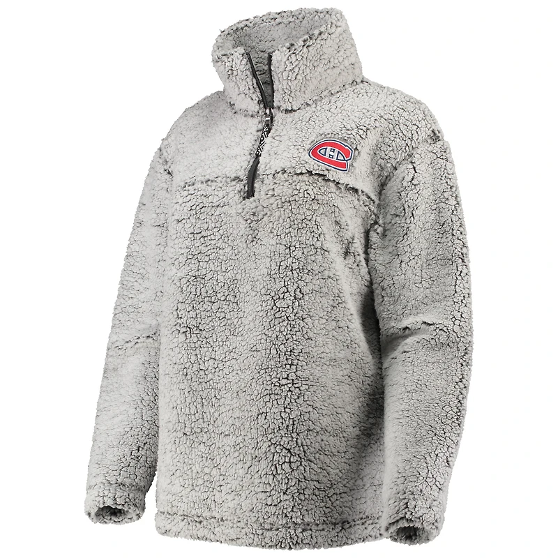 Veste à enfiler Sherpa quart de zip G-III 4Her par Carl Banks pour femmes des Canadiens Montréal, gris