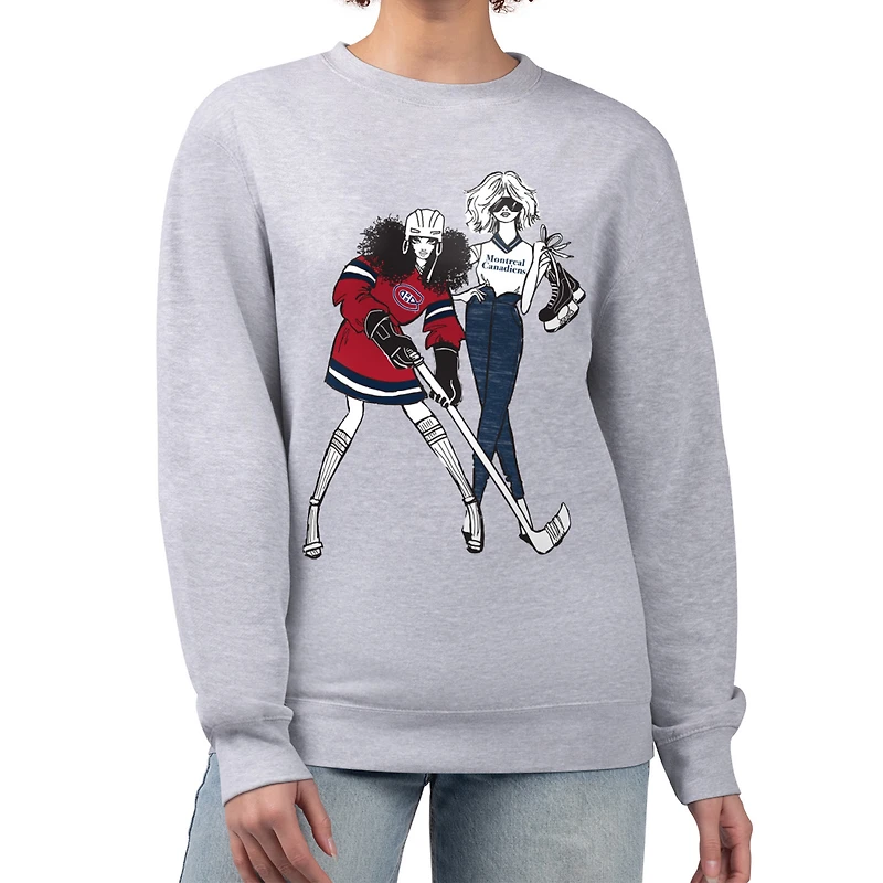 Sweat-shirt polaire à enfiler pour femme G-III 4Her par Carl Banks, gris chiné, aux couleurs de l'équipe hockey des Canadiens Montréal.