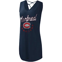 Women's G-III 4Her by Carl Banks Navy Montreal Canadiens Game Time Slub Beach V-Neck - Cover-Up Dress
