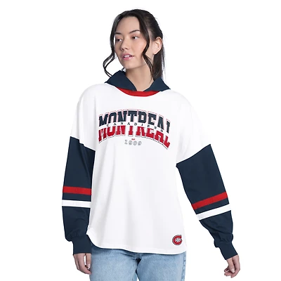 Women's G-III 4Her by Carl Banks White Montreal Canadiens Key Player Oversized Lightweight Hoodie