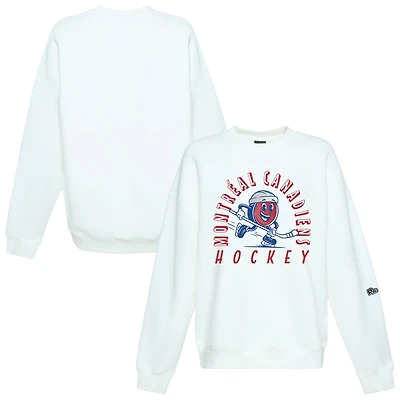 Sweat-shirt oversize Hype and Vice blanc pour femmes, mascotte des Canadiens de Montréal
