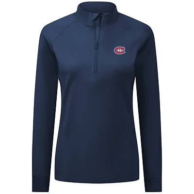 Women's Levelwear Navy Montreal Canadiens Essence Quarter-Zip Top