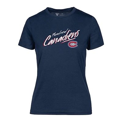 Women's Levelwear Navy Montreal Canadiens Maddox Sizzle T-Shirt
