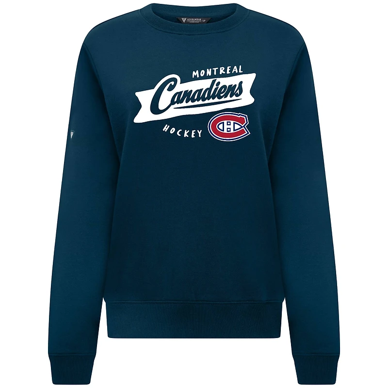 Women's Levelwear Navy Montreal Canadiens Yvette Fleece Sweatshirt