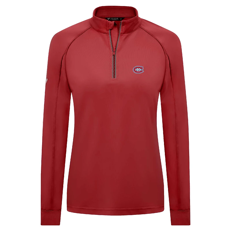 Women's Levelwear Red Montreal Canadiens Kinetic Insignia Core Raglan Quarter-Zip Top