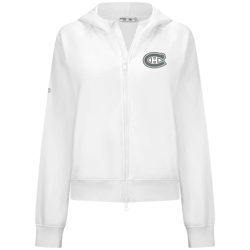 Women's Levelwear White Montreal Canadiens Judd Raglan Fleece Full-Zip Hoodie
