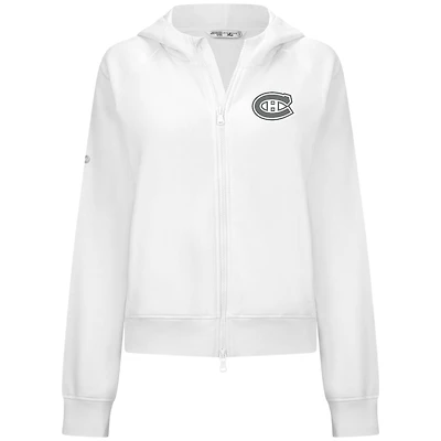Sweat à capuche zippé en polaire raglan Judd blanc de Levelwear pour femmes