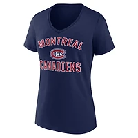 T-shirt à col en V bleu marine avec logo athlétique des Canadiens de Montréal et arc triomphe